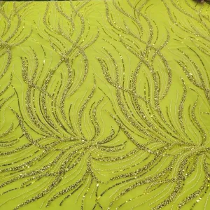 Kenzi Beaded Lace Fabric Yellow 130cm