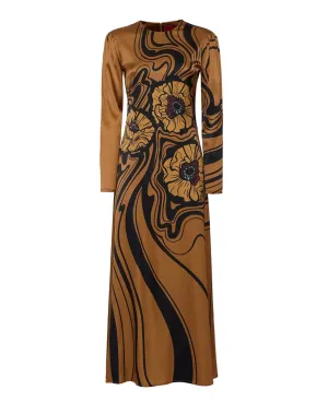 LA DOUBLE J BIG BLOOMS CLINGY SWING DRESS