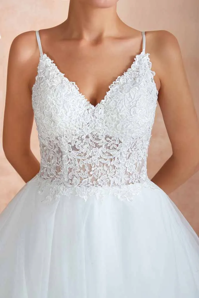 Lace Ball Gown Wedding Dress with Ruffle Skirt EN3414