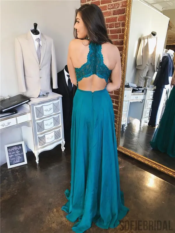 Lace Chiffon Prom Dresses, Beaded Prom Dresses, A-line Prom Dresses, Cheap Prom Dresses, PD0617