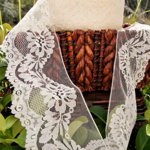 Lacy Mesh Cream Scalloped Floral Lace 4½" wide