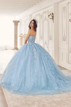 Ladivine 15719 Long Poofy Quinceanera Gown With Tulle Cape