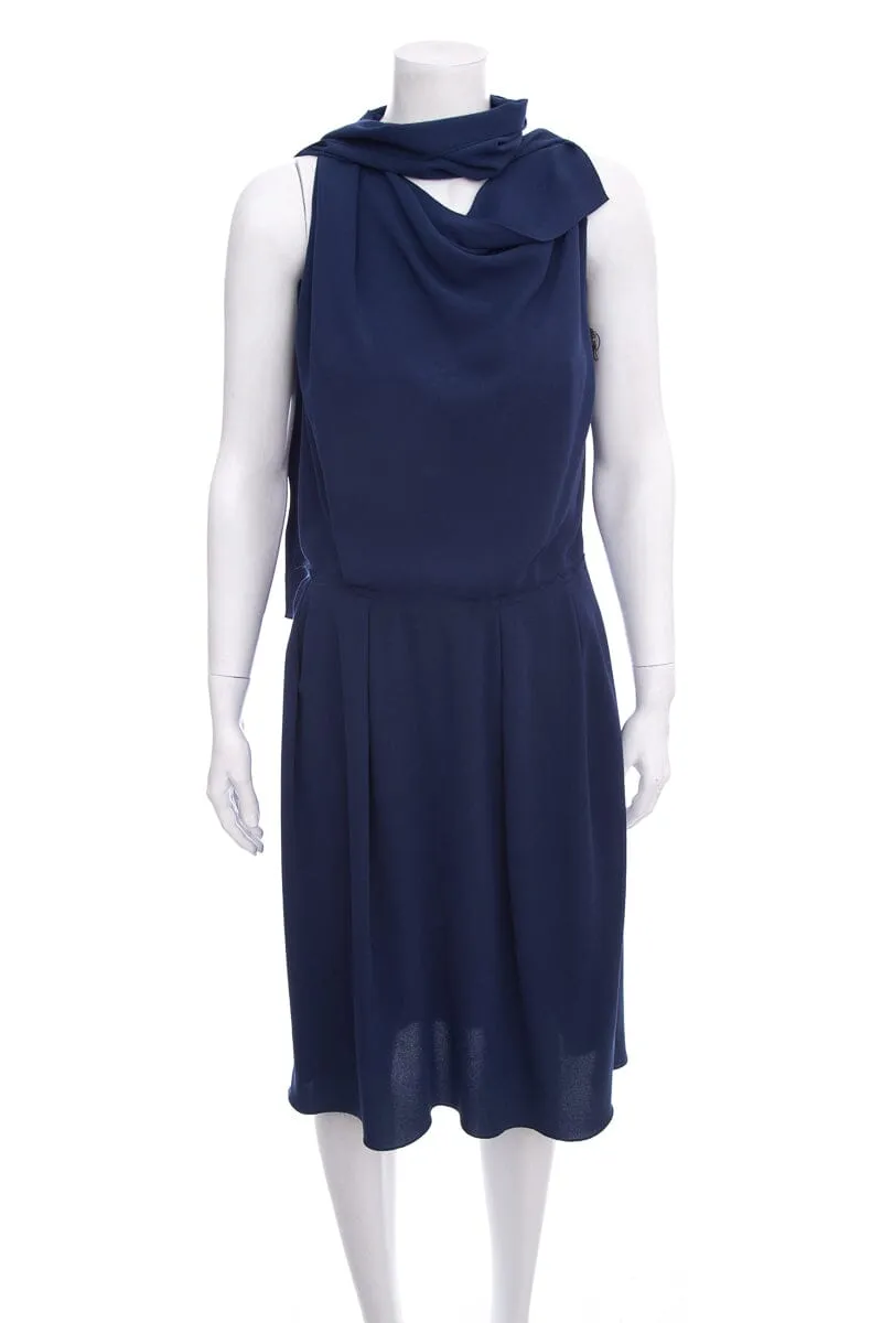 Lanvin 2009 Navy Silk Dress SZ 40