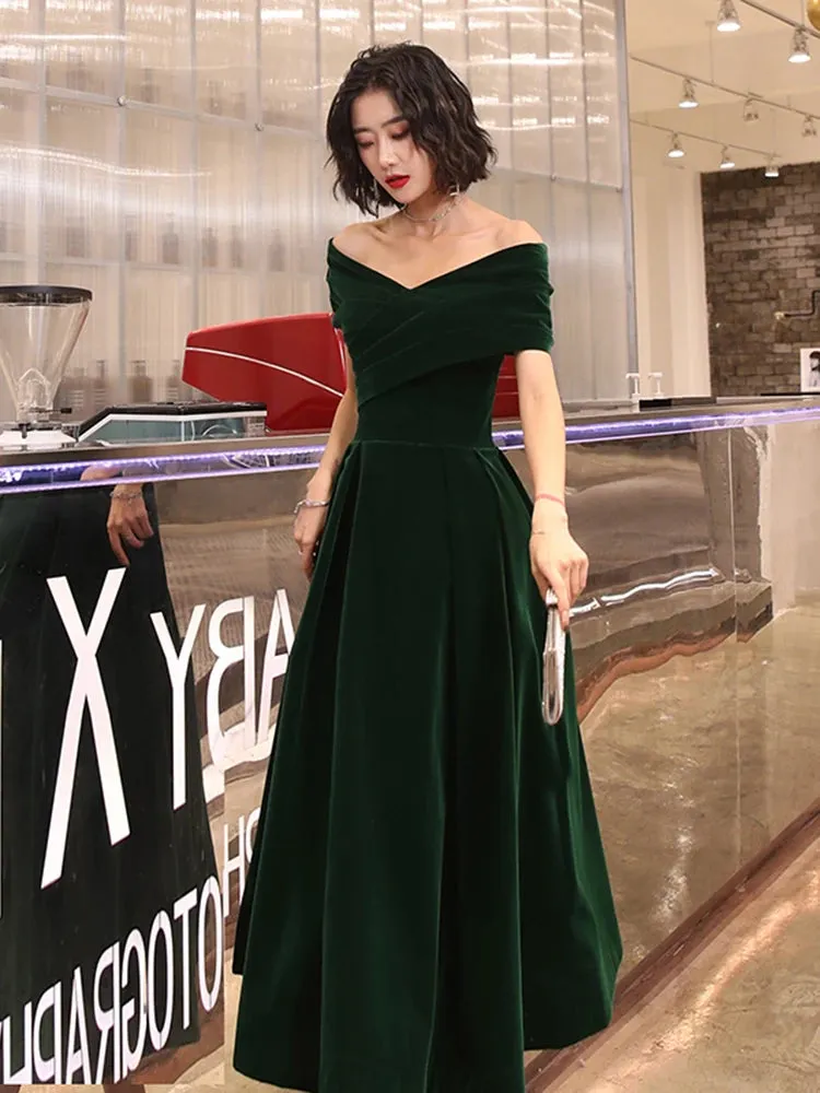 Lautaro Spring Long Luxury Elegant Wine Red Velvet Evening Dress