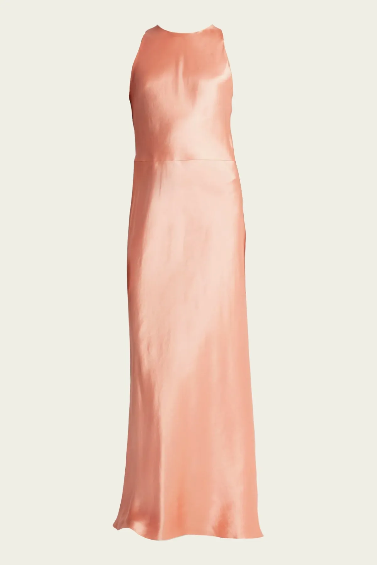 Lean Halter Satin Dress in Coral