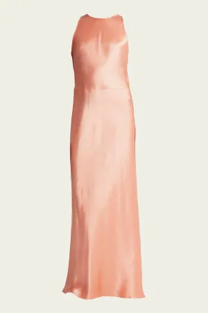 Lean Halter Satin Dress in Coral