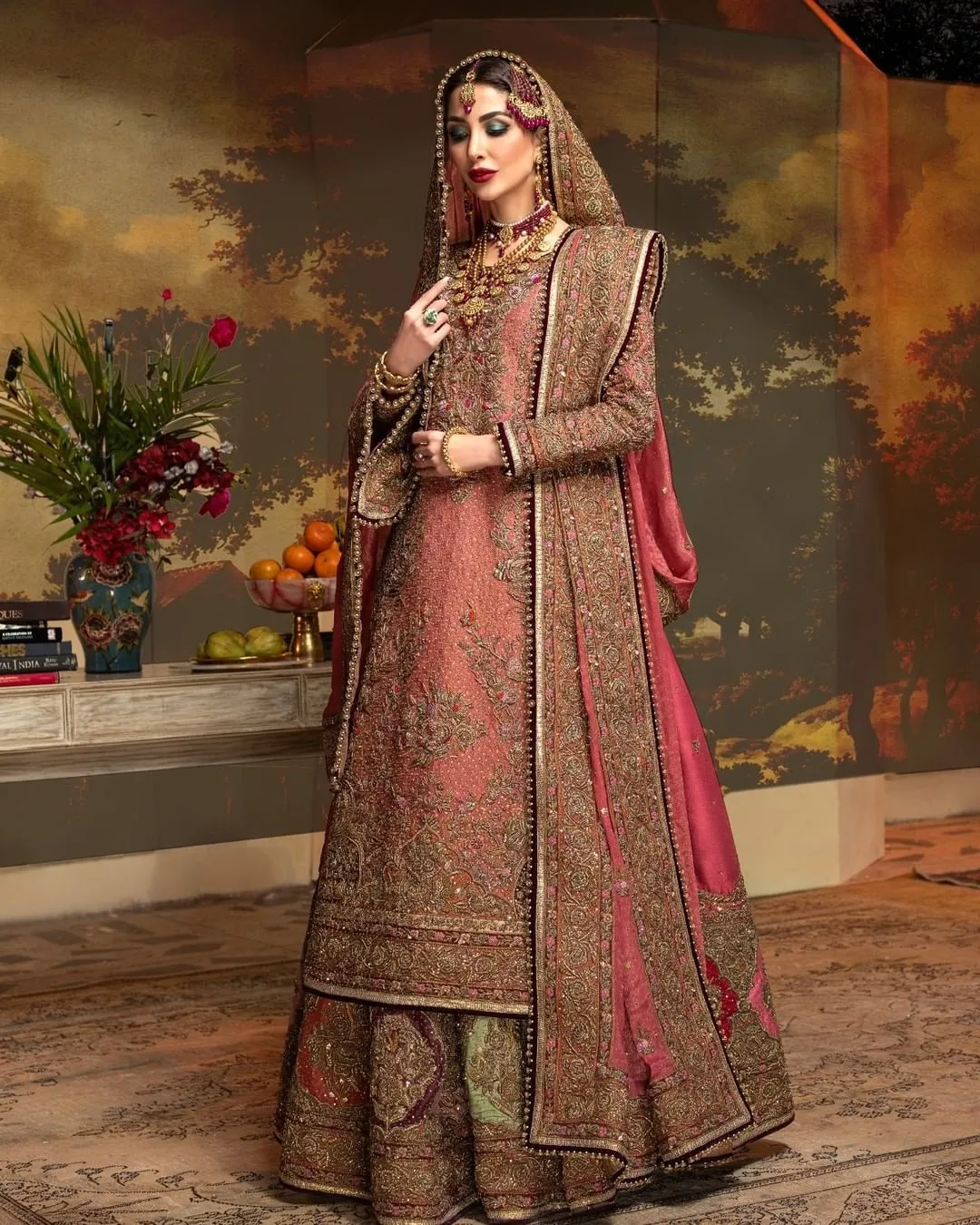 Lehenga Kameez Dupatta Pink Pakistani Bridal Dress