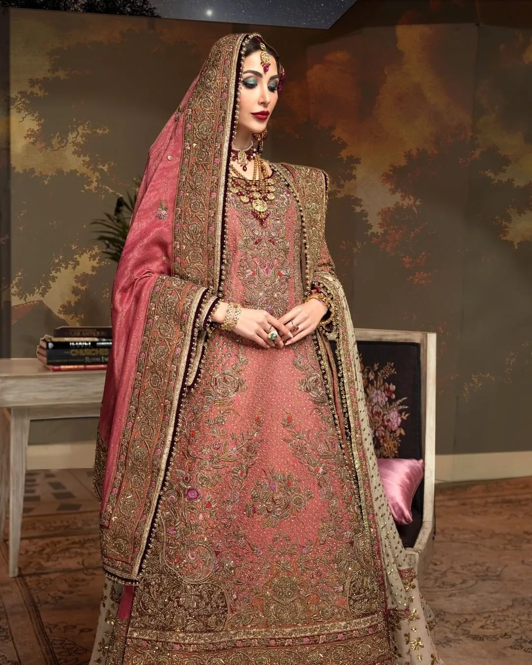 Lehenga Kameez Dupatta Pink Pakistani Bridal Dress