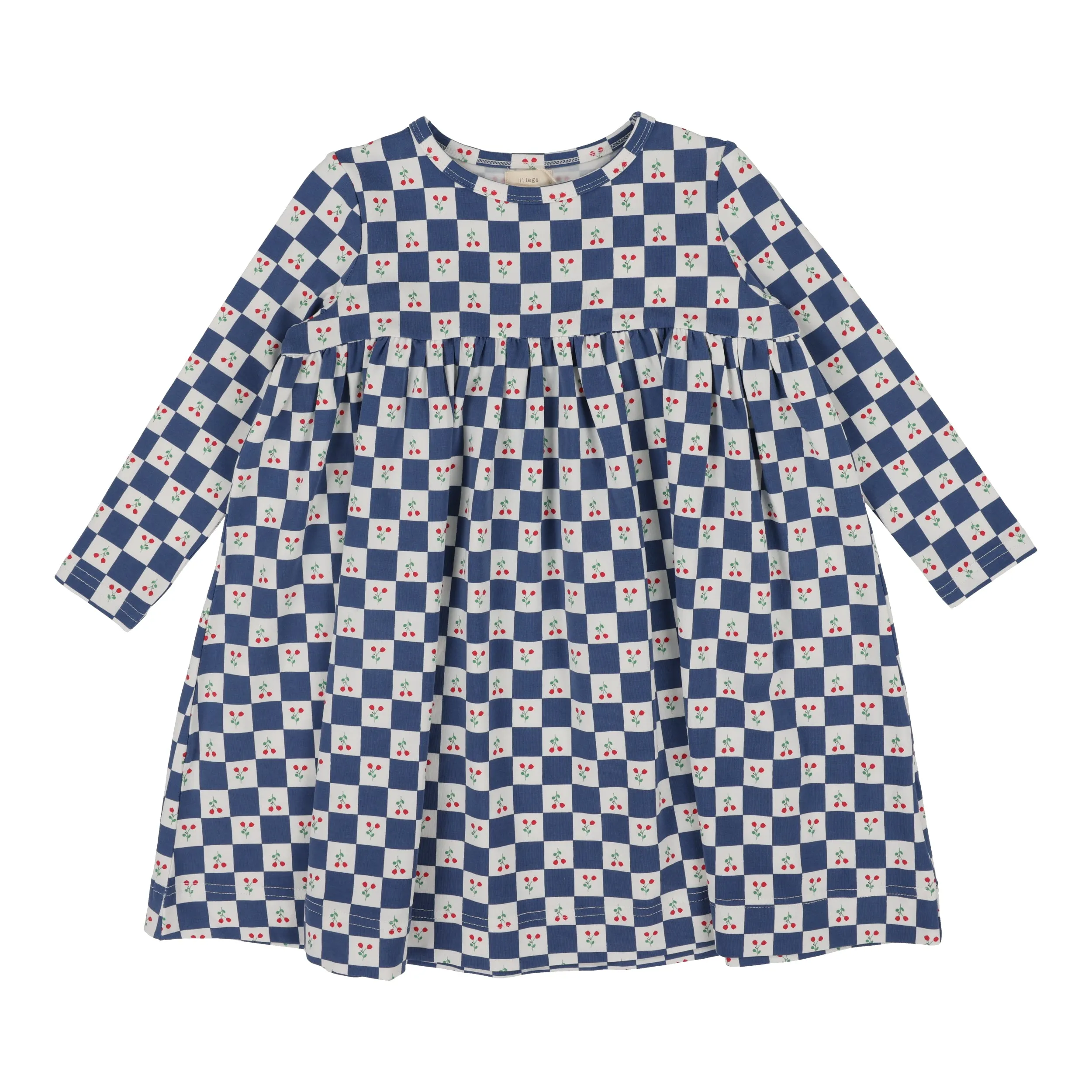 Lil Legs Checked Tulip Dress Long Sleeve - Blue (Printed Weekday Collection)