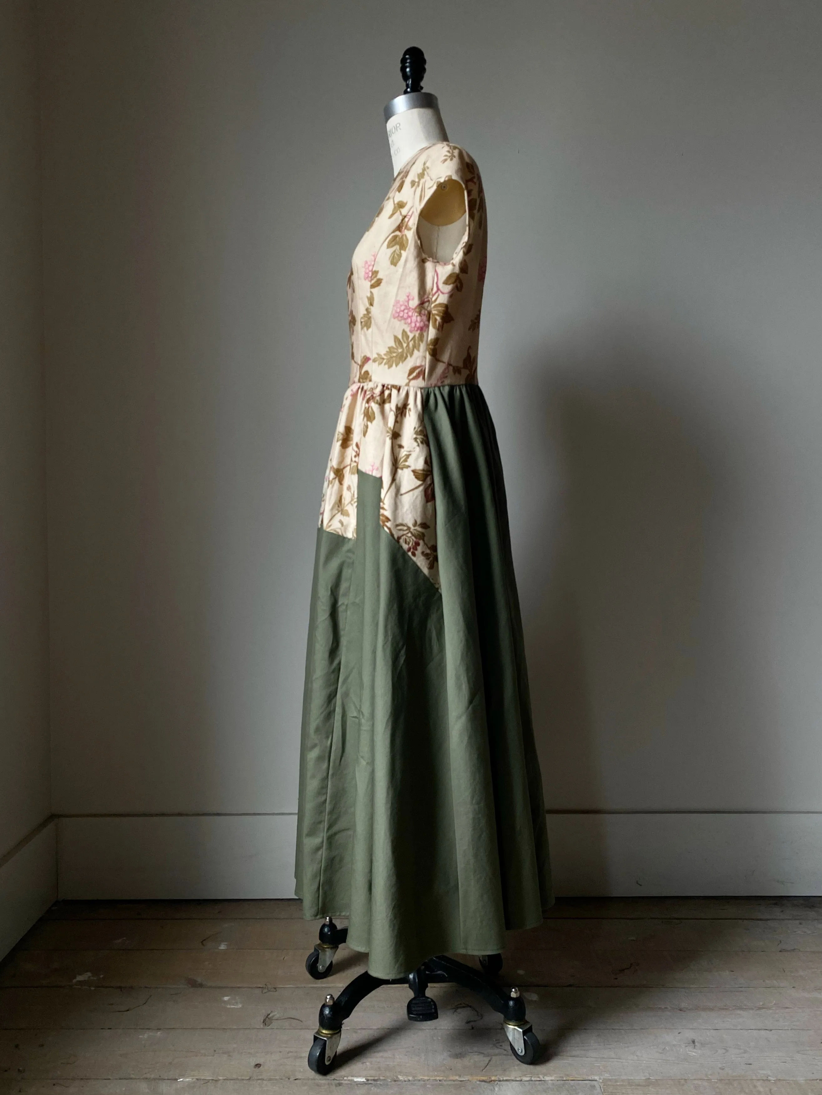 lillian dress in floral 19th cent. reproduction