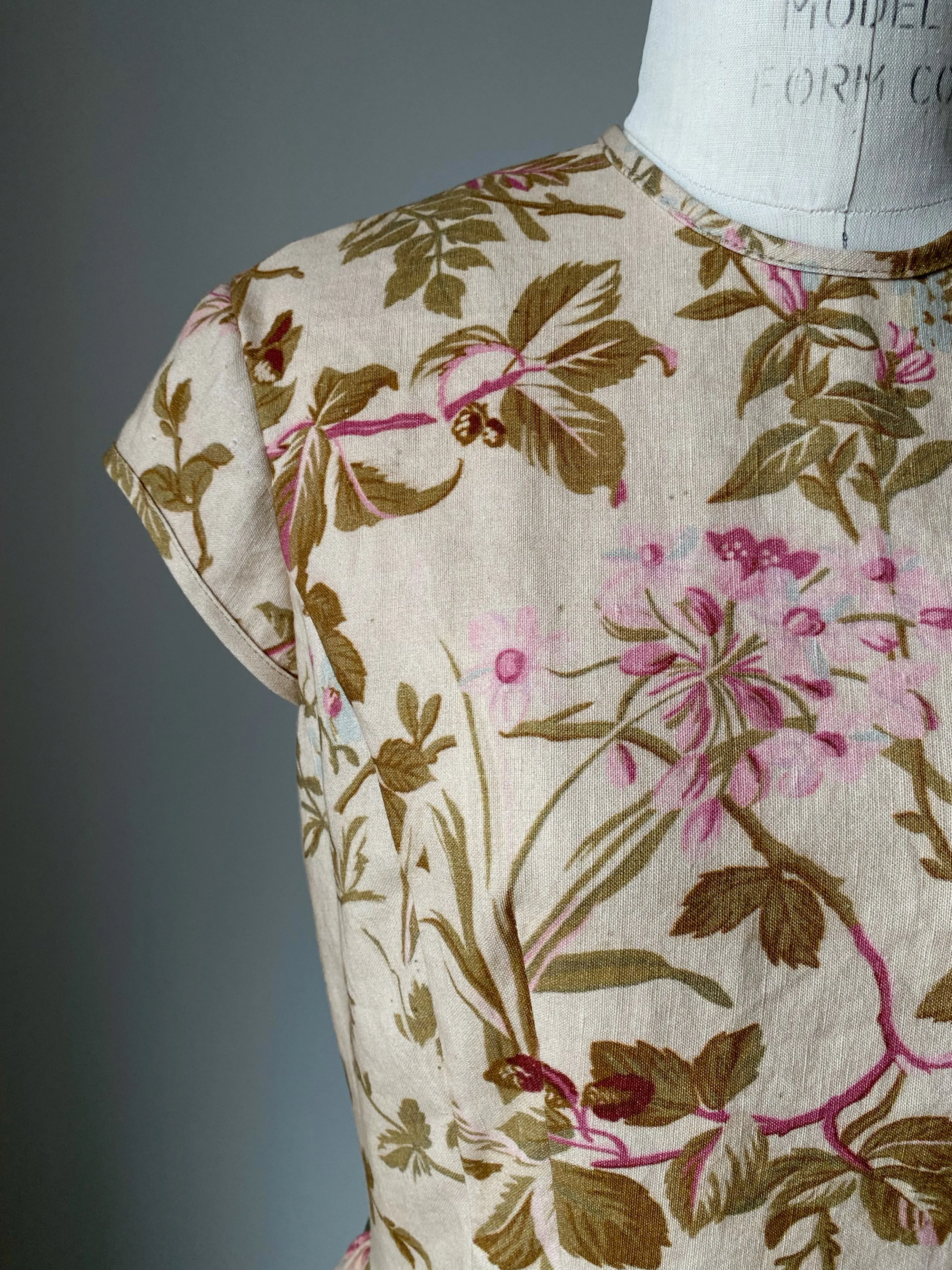 lillian dress in floral 19th cent. reproduction