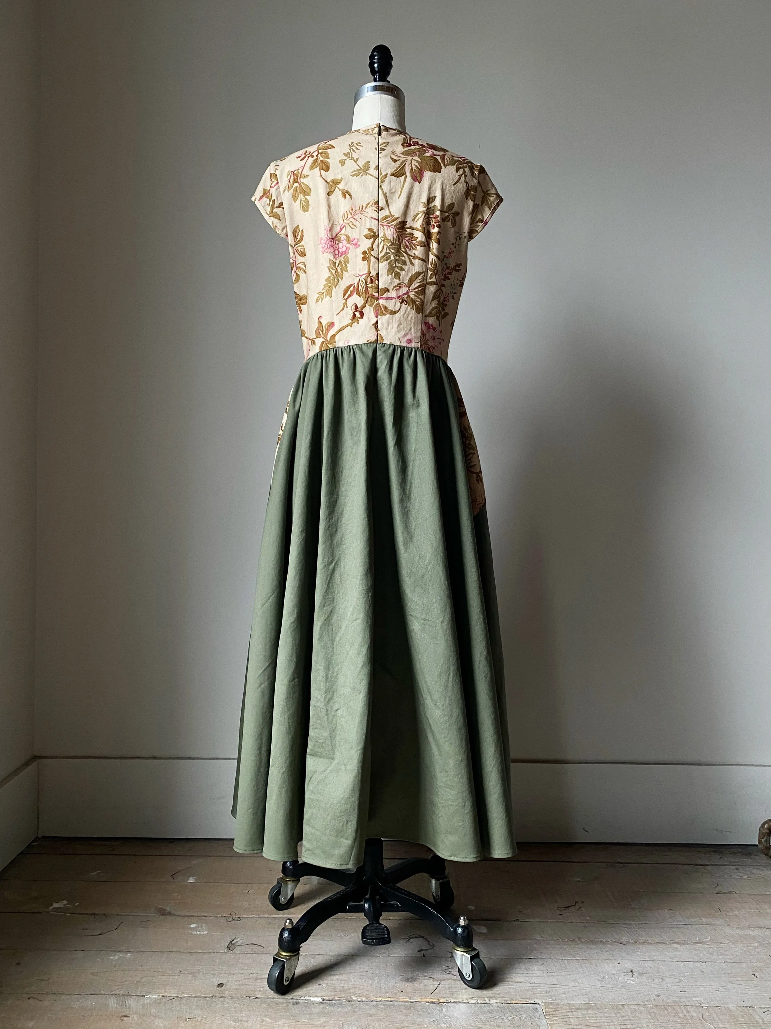lillian dress in floral 19th cent. reproduction