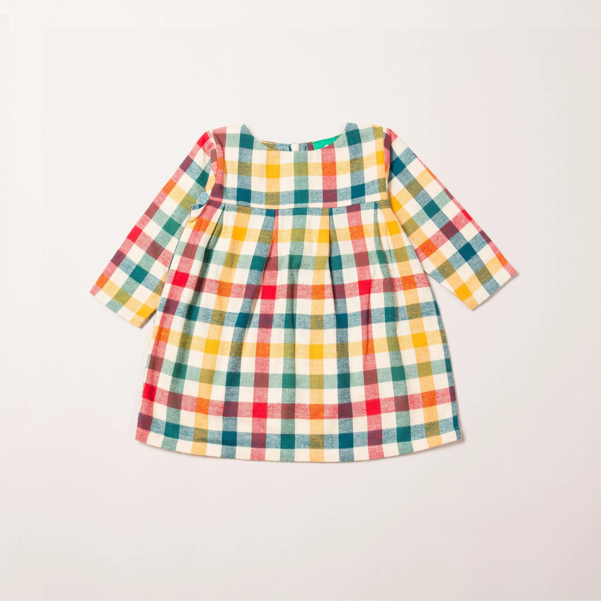 Little Green Radicals Autumn Rainbow Check Smock Dress