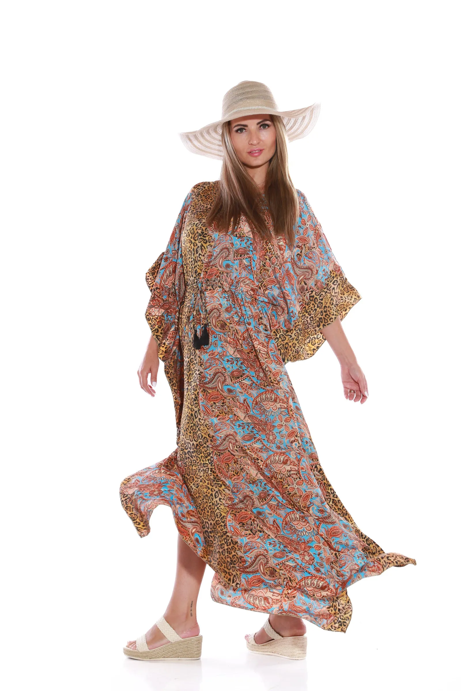 Long Kaftan dress - leopard print