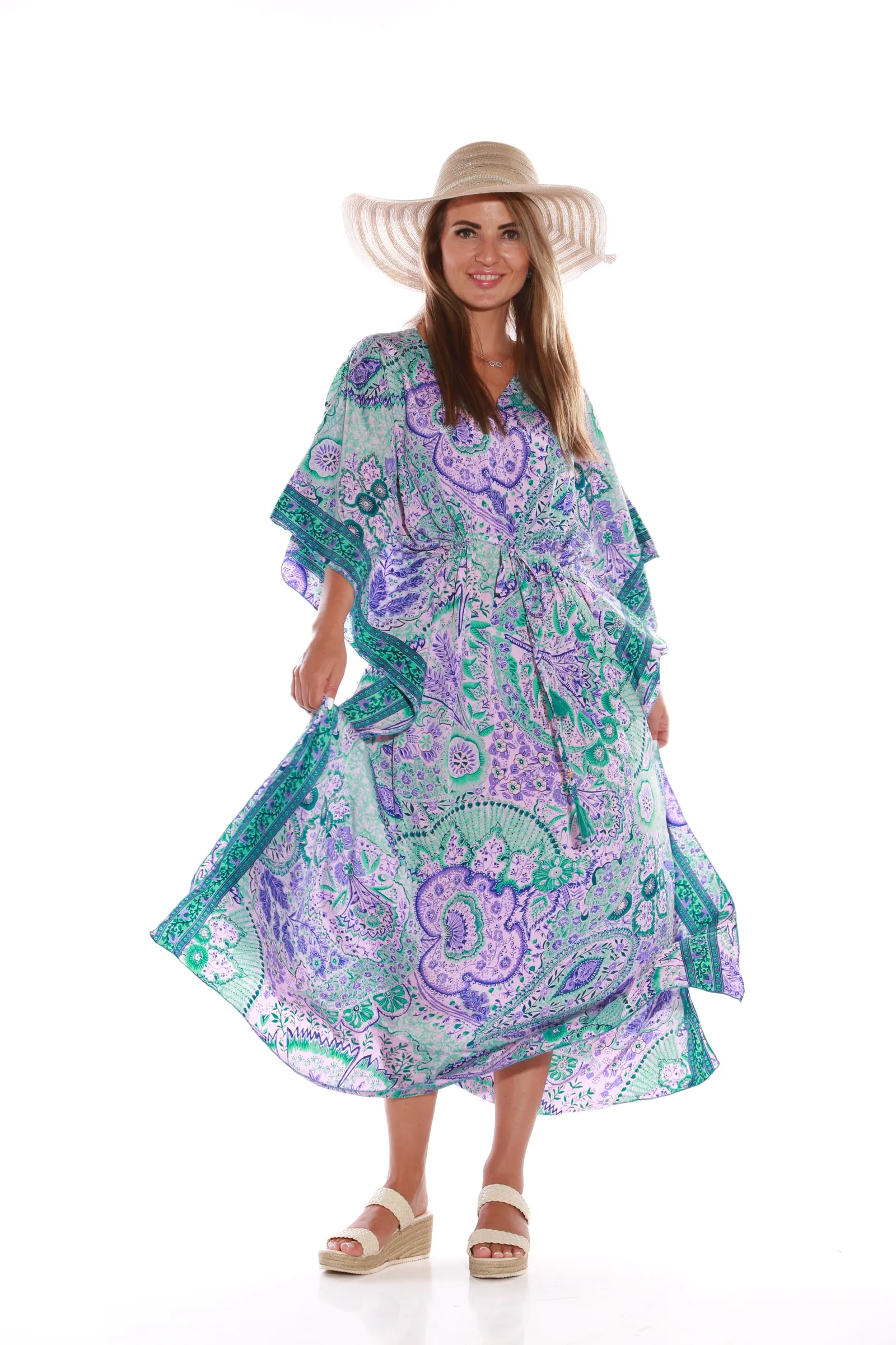 Long Kaftan dress - lilac print