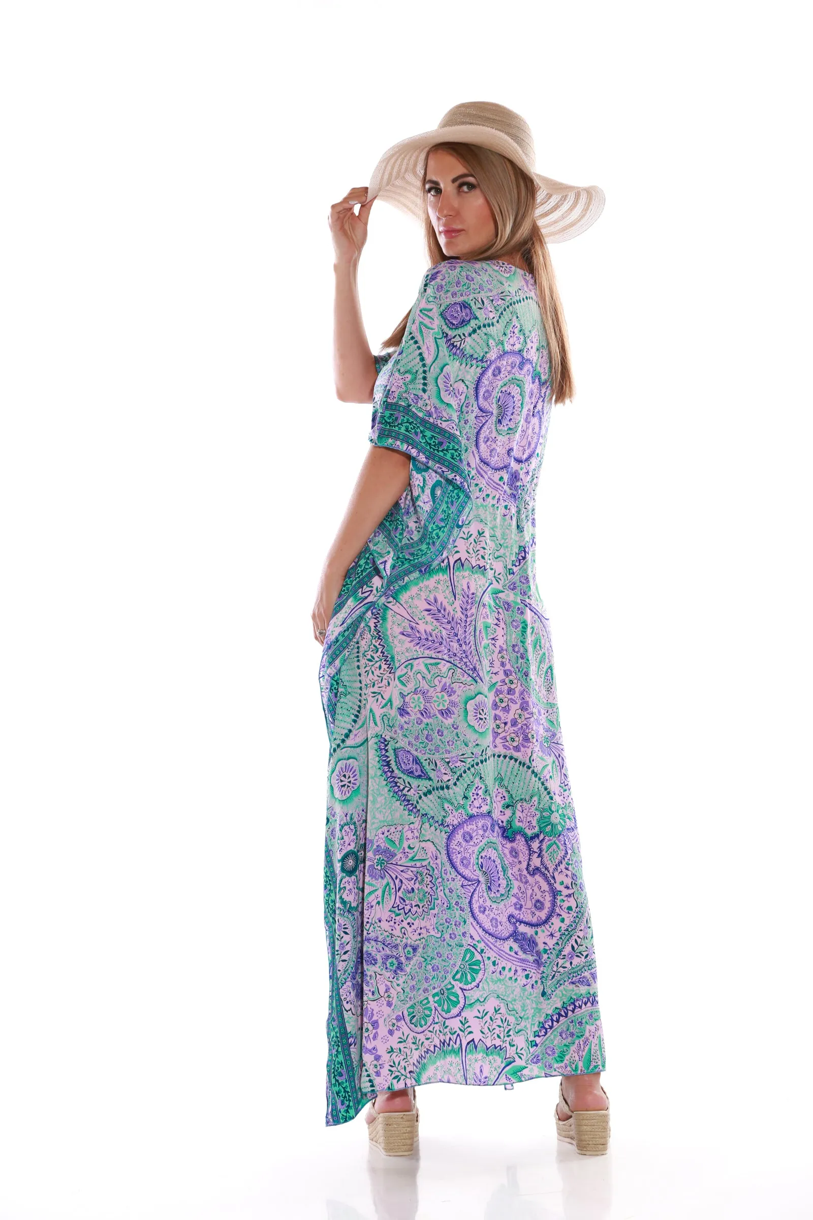 Long Kaftan dress - lilac print