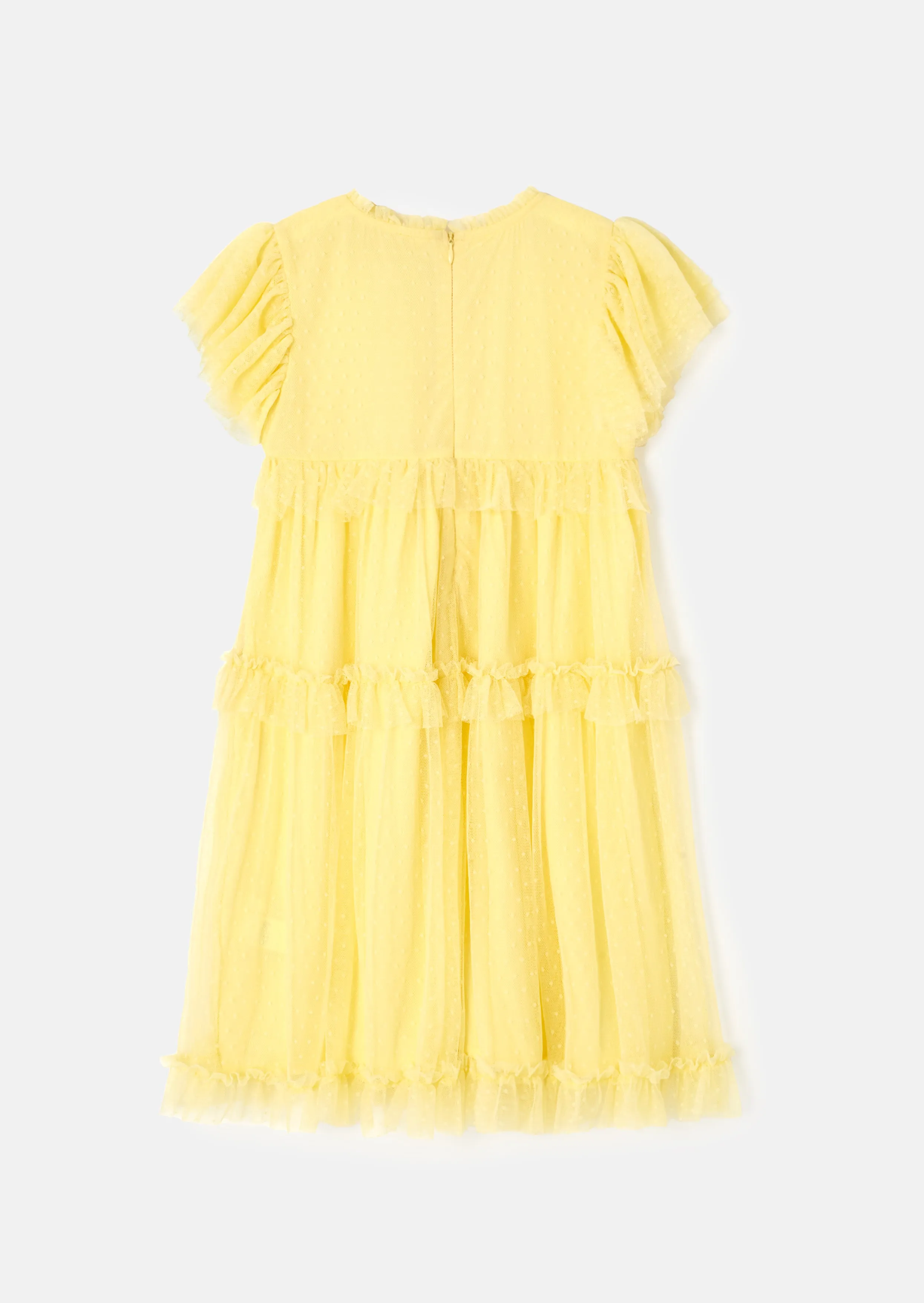 Luisa Yellow Embroidered Mesh Dress