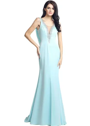 Lycra Illusion Back Evening Dresse