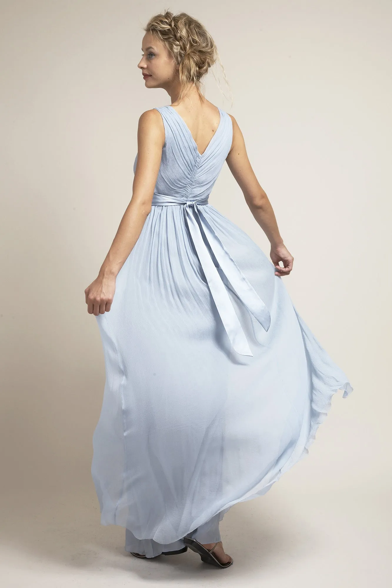 M-DU6556 Long Grecian Bridesmaid Dress