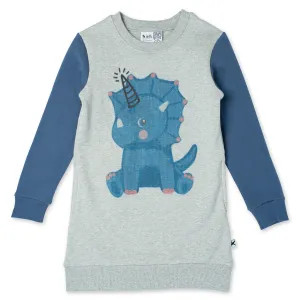Magical Dino Furry Dress -Grey Marle/Navy