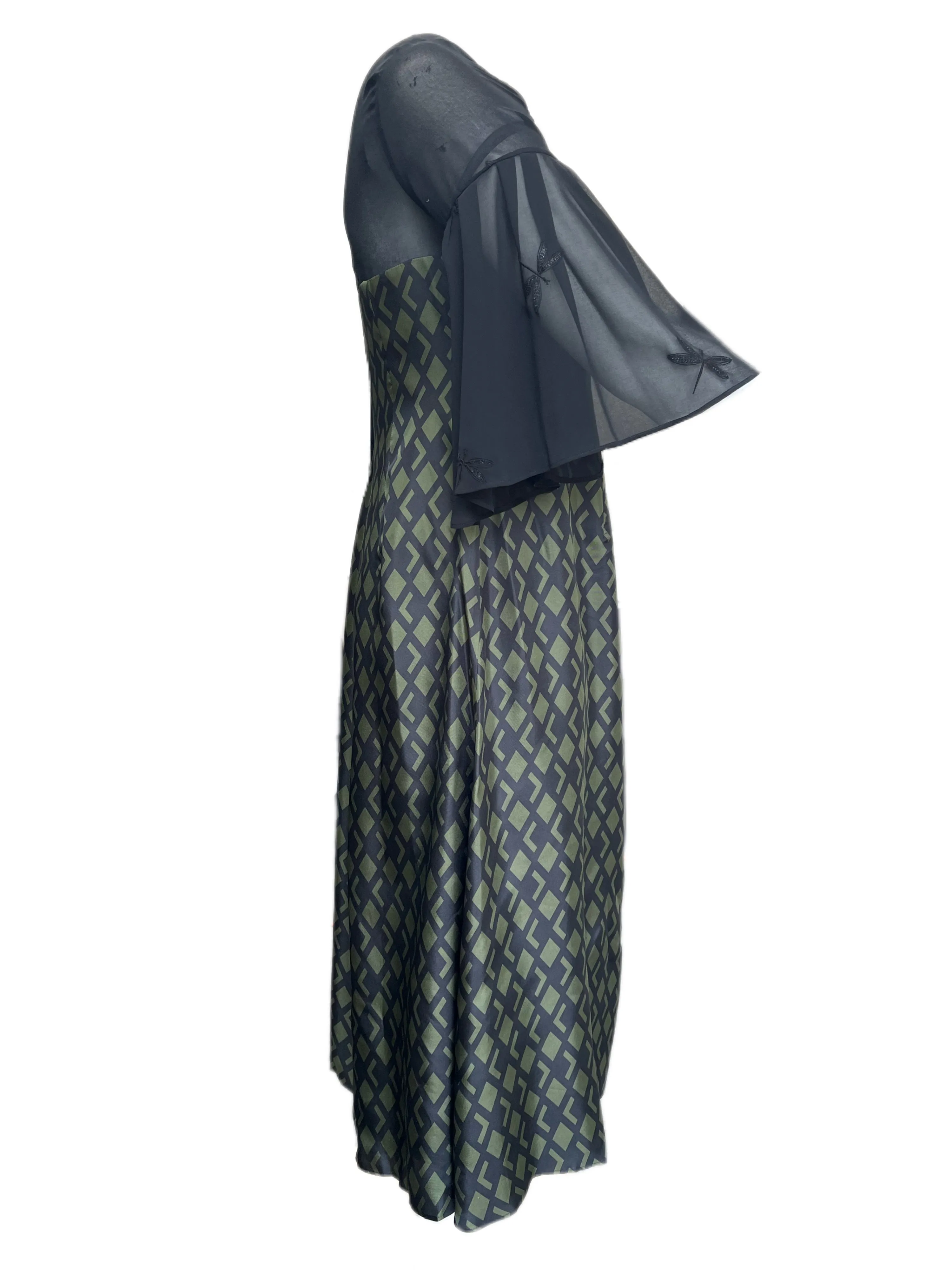 Marina Rinaldi Women's Nero Denise Flare Sleeve Maxi Dress Size 16W/25 NWT