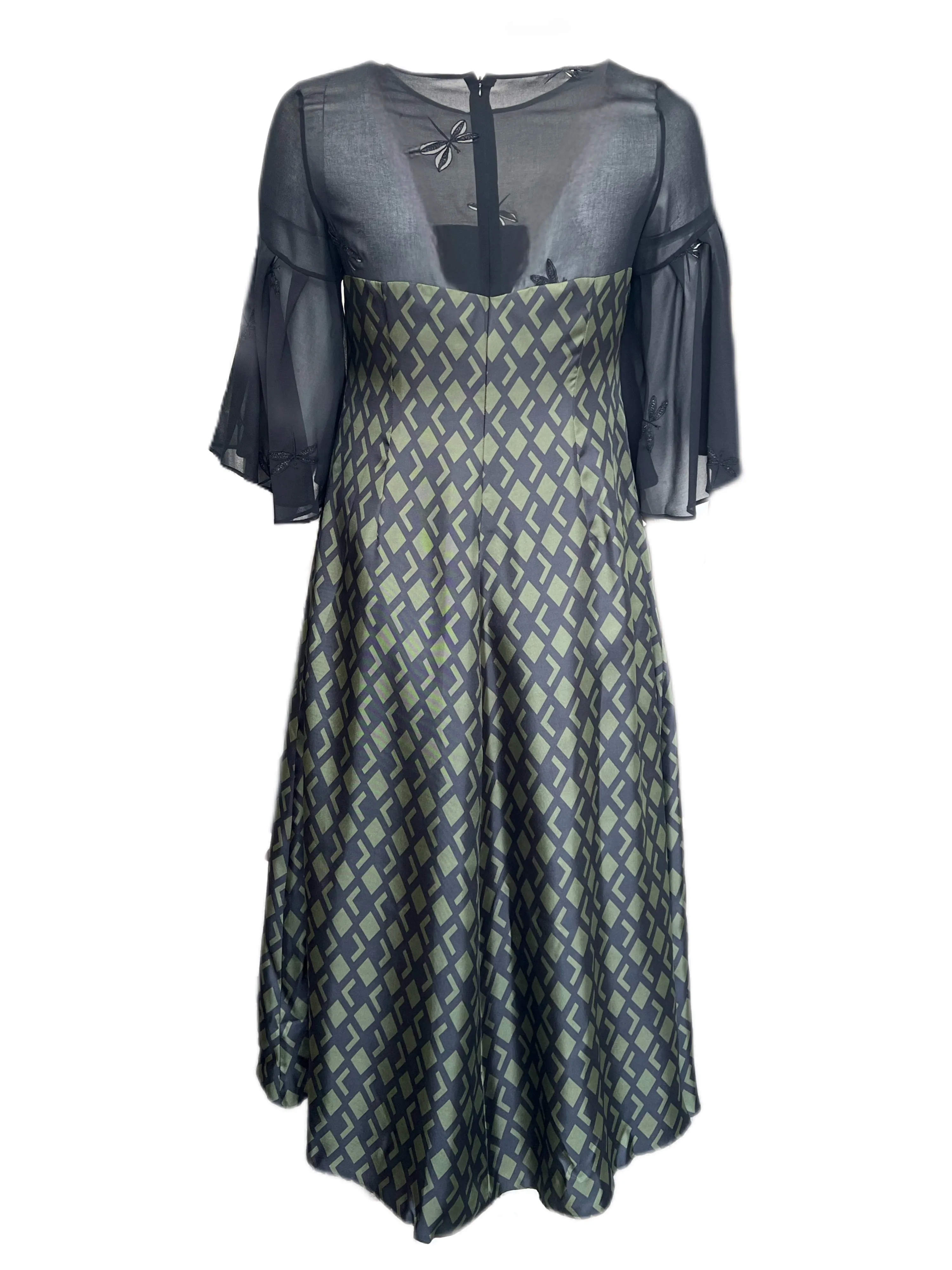 Marina Rinaldi Women's Nero Denise Flare Sleeve Maxi Dress Size 16W/25 NWT