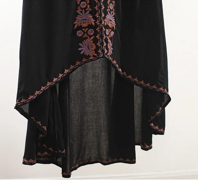 MARION Long Sleeve Embroidered Cotton Dress