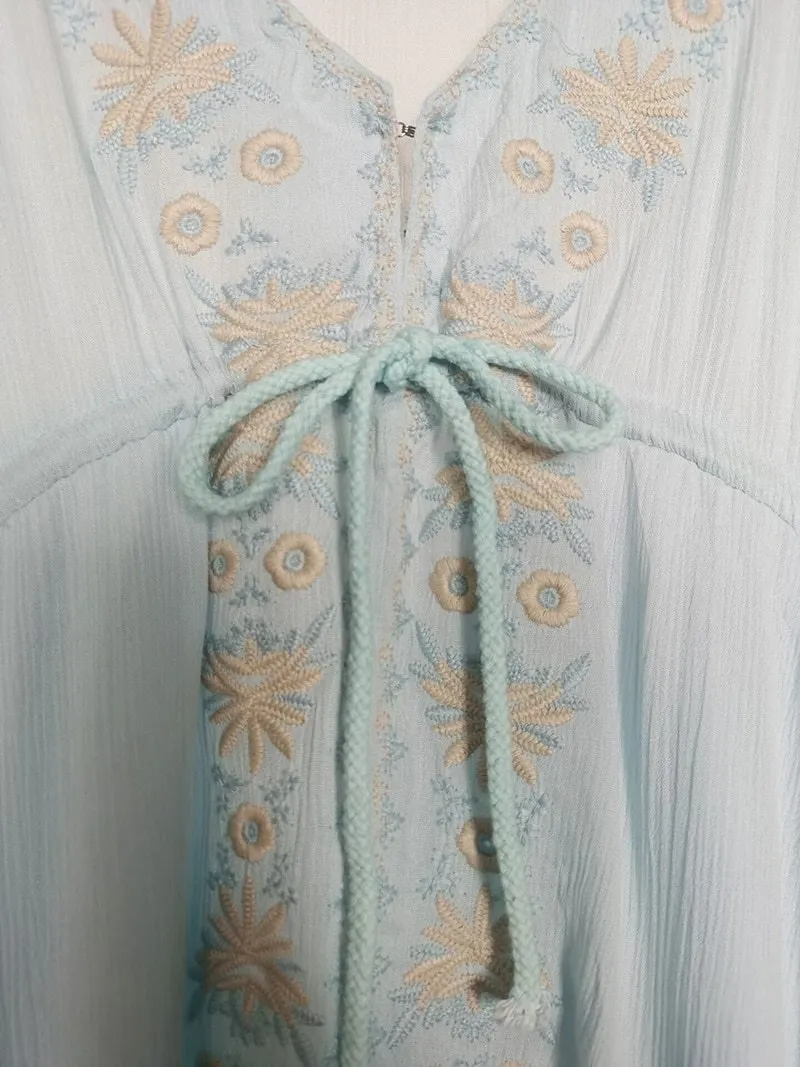MARION Long Sleeve Embroidered Cotton Dress
