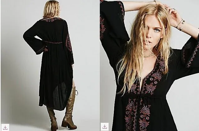 MARION Long Sleeve Embroidered Cotton Dress