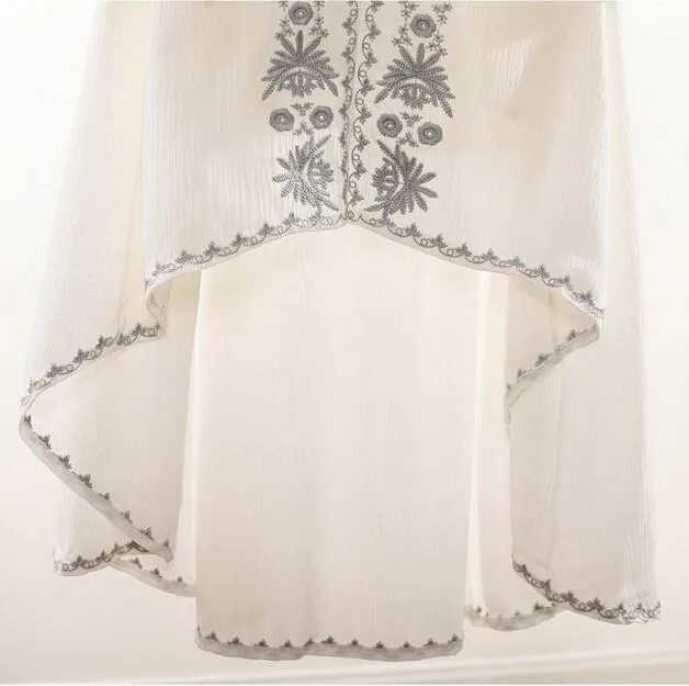 MARION Long Sleeve Embroidered Cotton Dress
