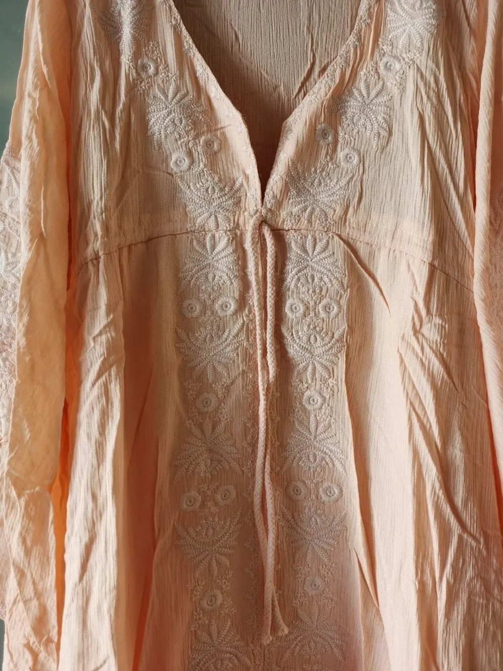 MARION Long Sleeve Embroidered Cotton Dress