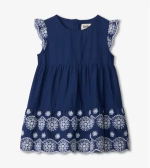 Maritime Navy Baby Scalloped Edge Dress