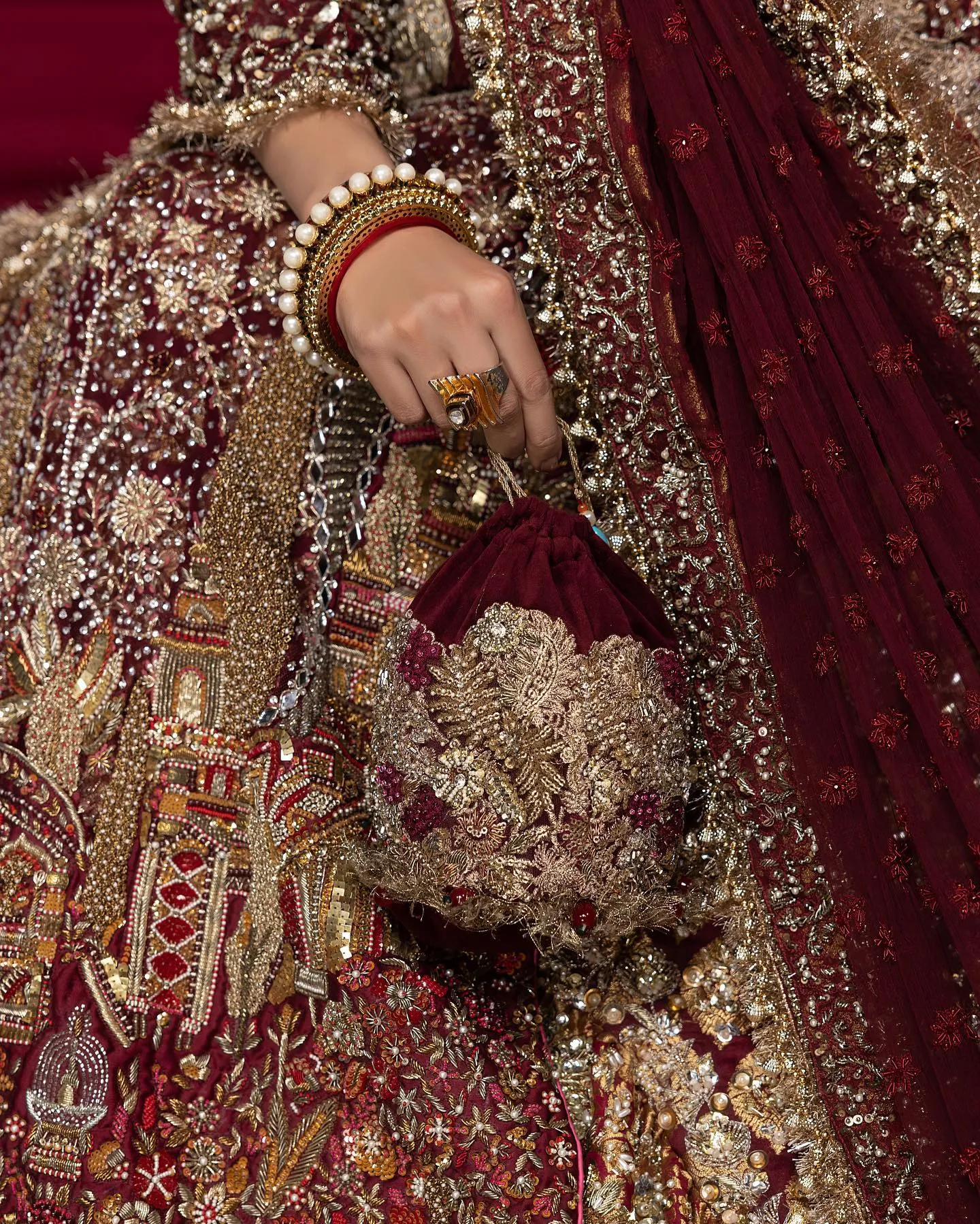 Maroon Long Kameez Lehenga Pakistani Bridal Dresses