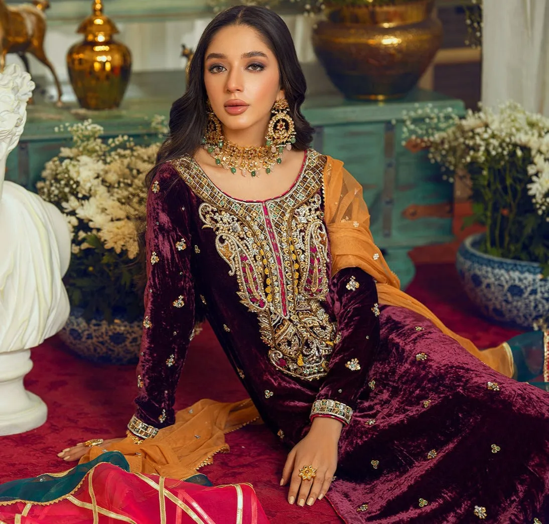 Maroon Plum Salwar Kameez Pakistani Wedding Dresses