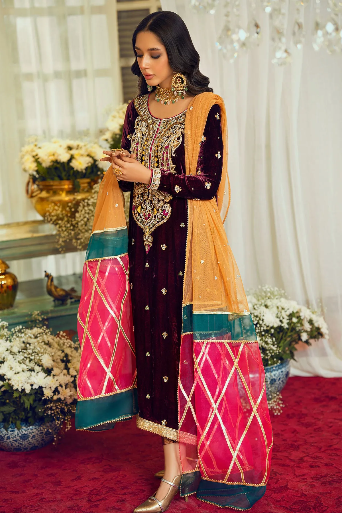 Maroon Plum Salwar Kameez Pakistani Wedding Dresses
