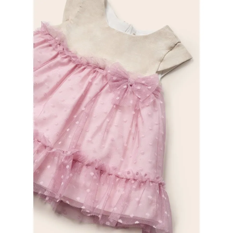 Mayoral Linen & Blush Voile Dress
