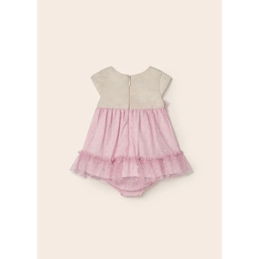 Mayoral Linen & Blush Voile Dress