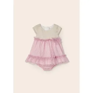 Mayoral Linen & Blush Voile Dress