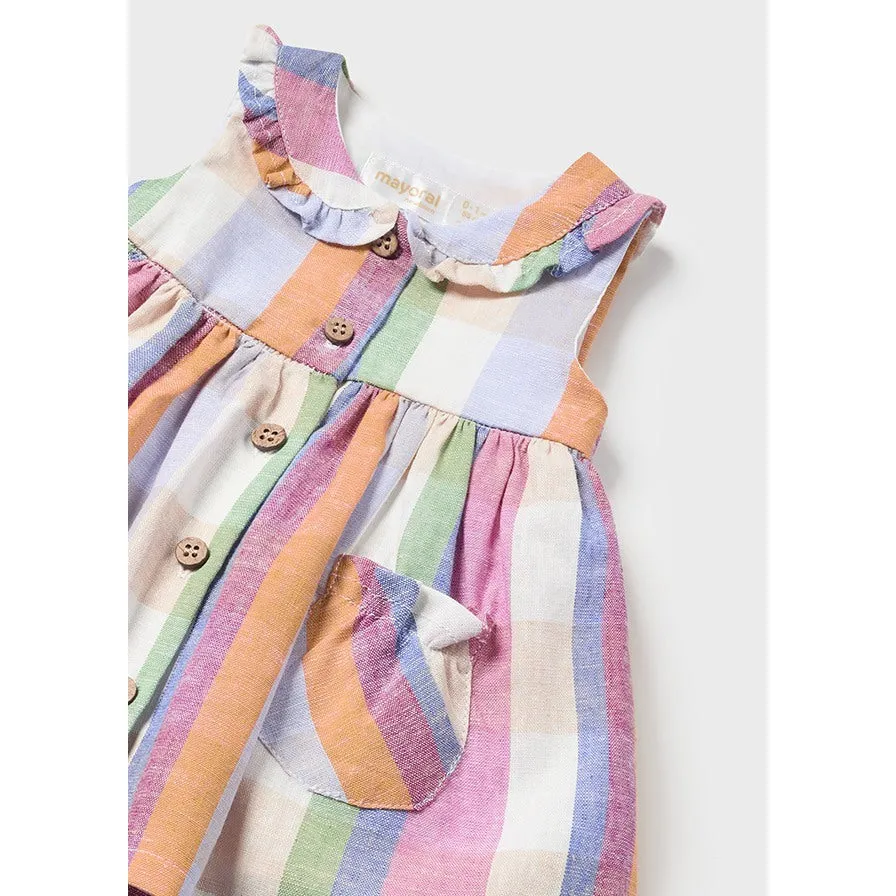 Mayoral Pastel Plaid Dress & Bloomer Set