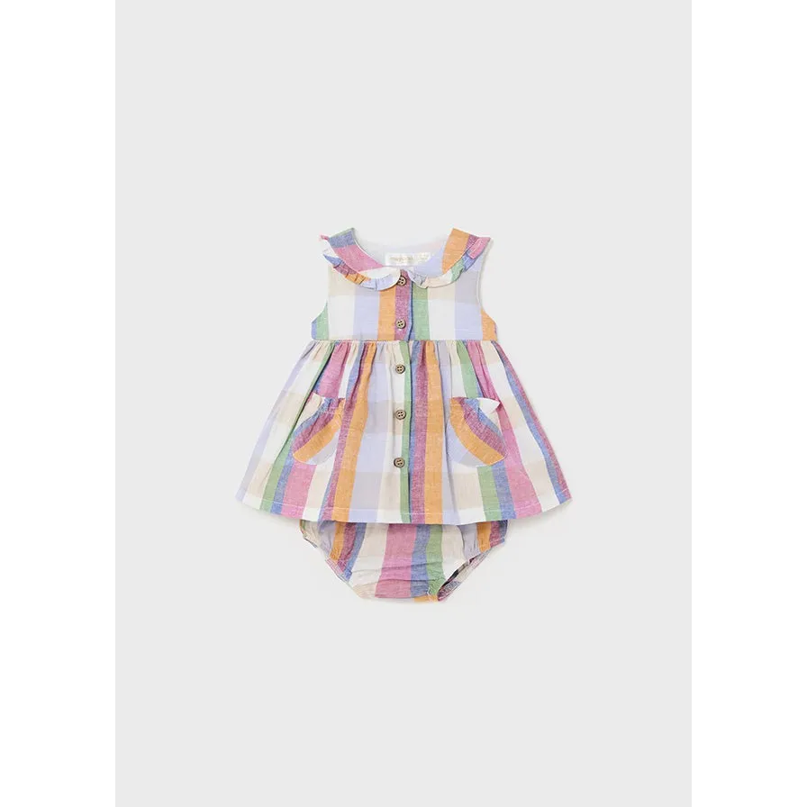 Mayoral Pastel Plaid Dress & Bloomer Set