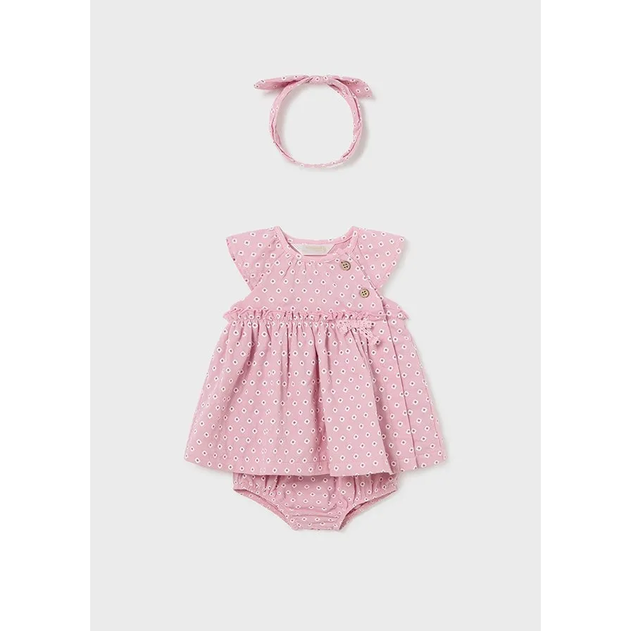Mayoral Tulip Pink Dress Bloomer & Headband Set