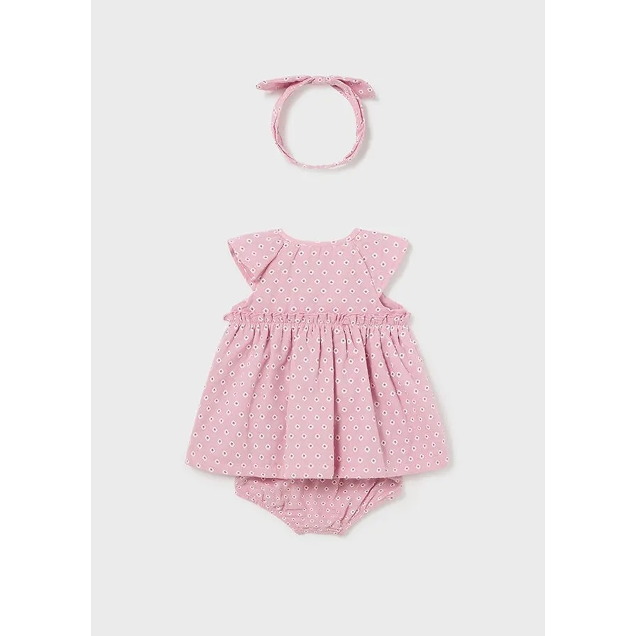 Mayoral Tulip Pink Dress Bloomer & Headband Set