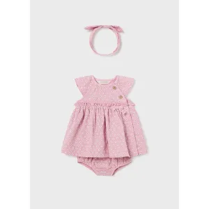 Mayoral Tulip Pink Dress Bloomer & Headband Set