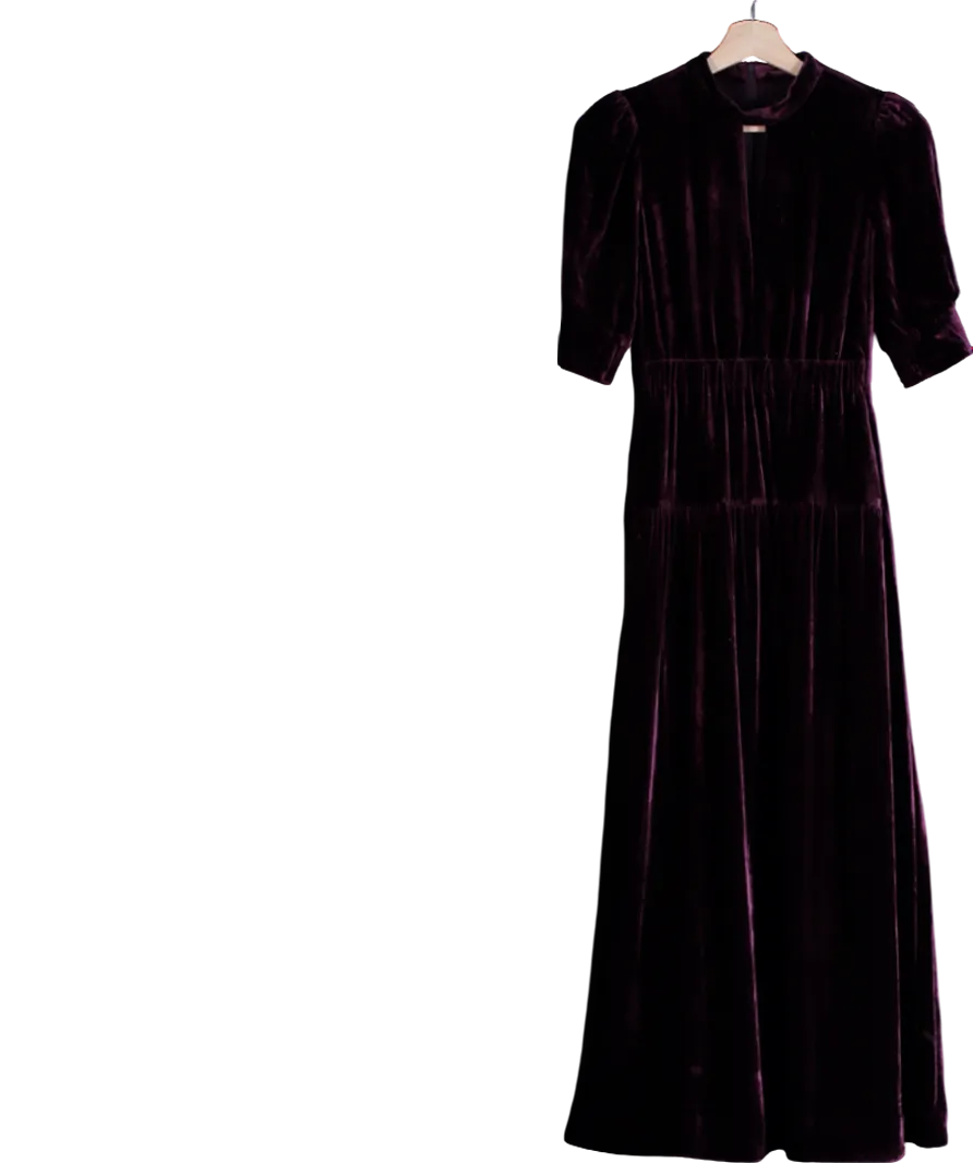 ME   EM Deep Merlot Silk-blend Velvet Maxi Dress UK 4