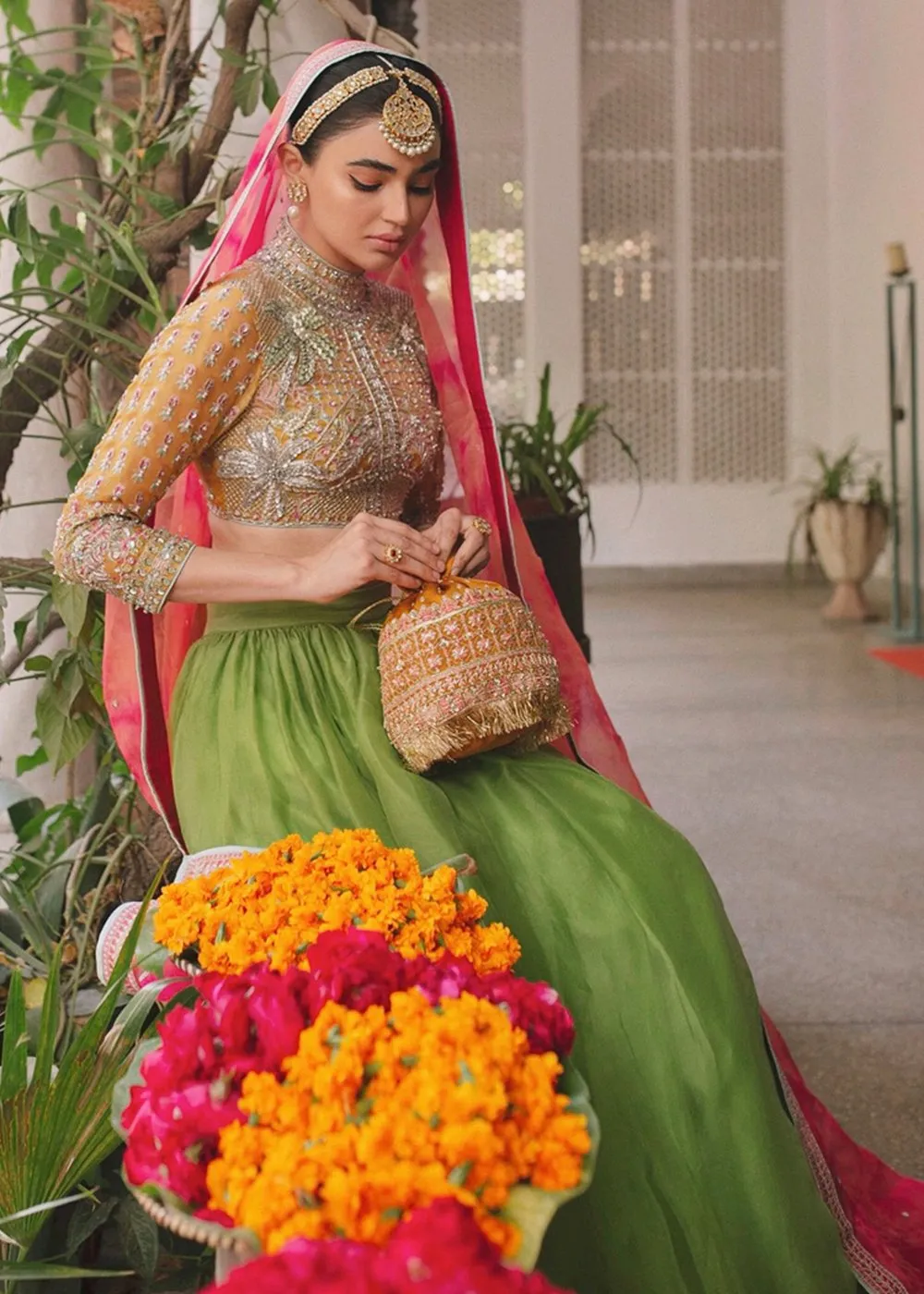 Mehndi Lehnga Choli with Embroidery #Y6223