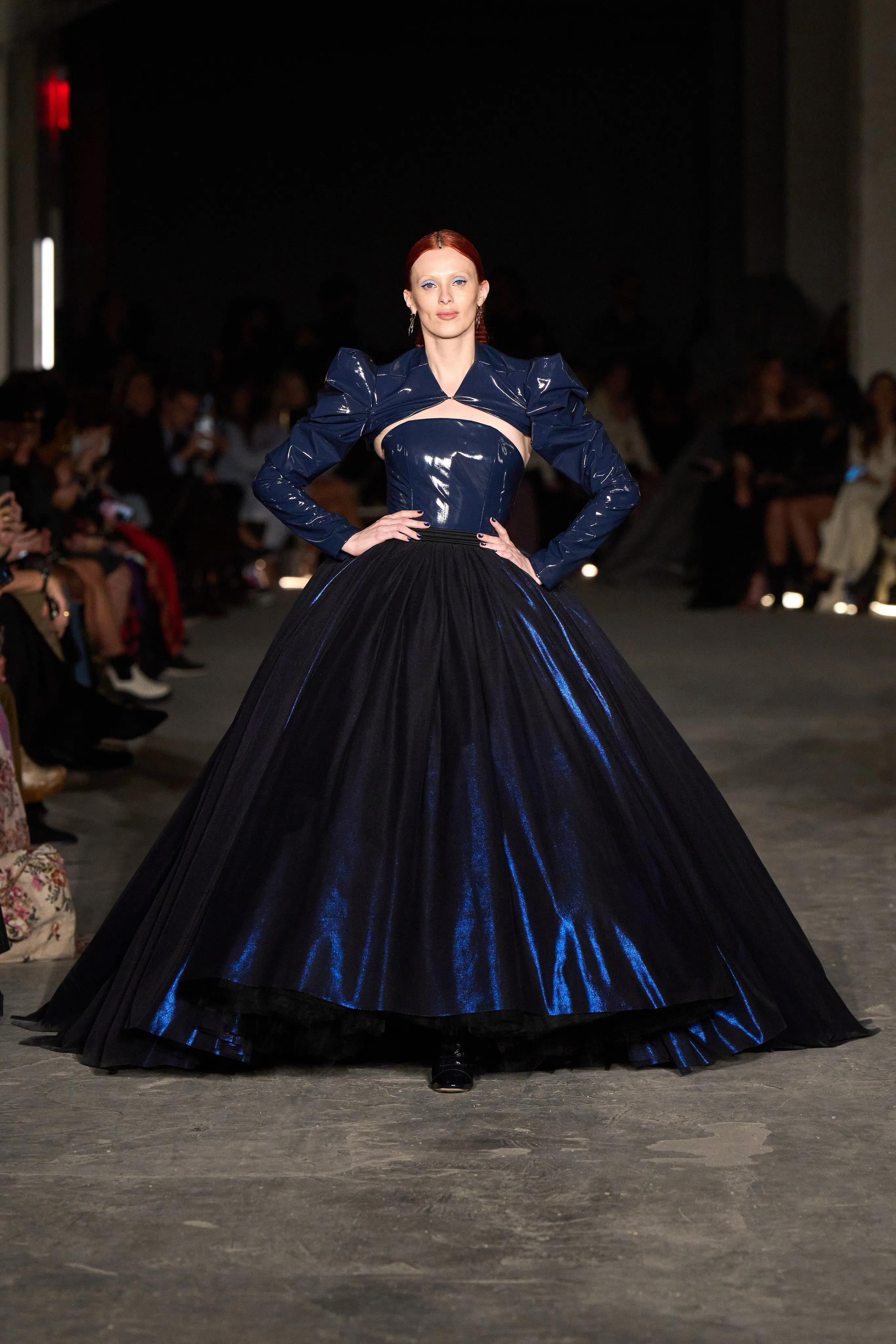 Metallic Blue Tulle Cascading Ball Skirt