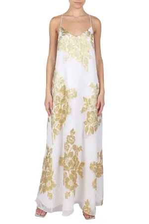 Metallic Rose Bouquet Racer Back Dress