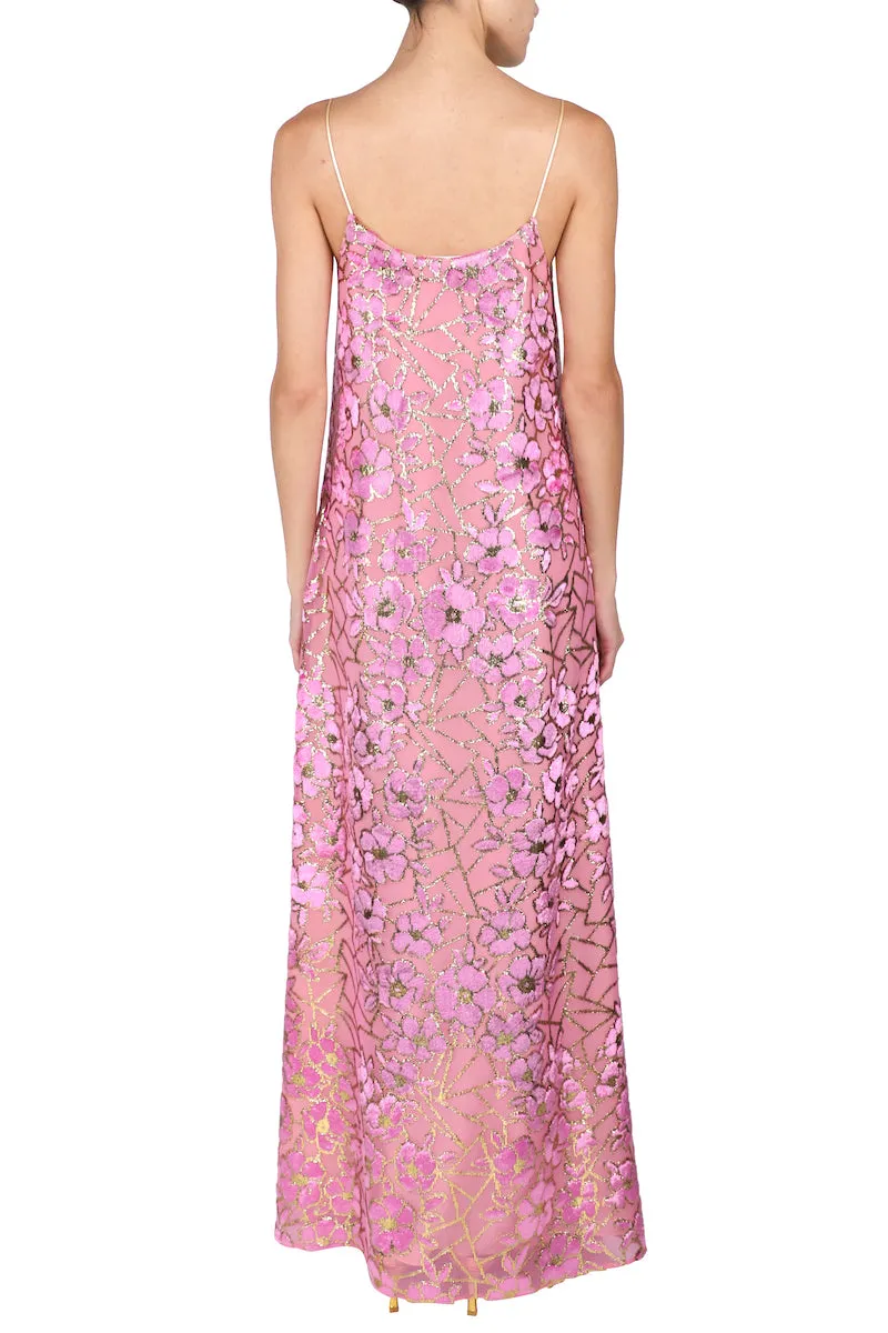 Metallic Rose Gold Flower Cami Dress