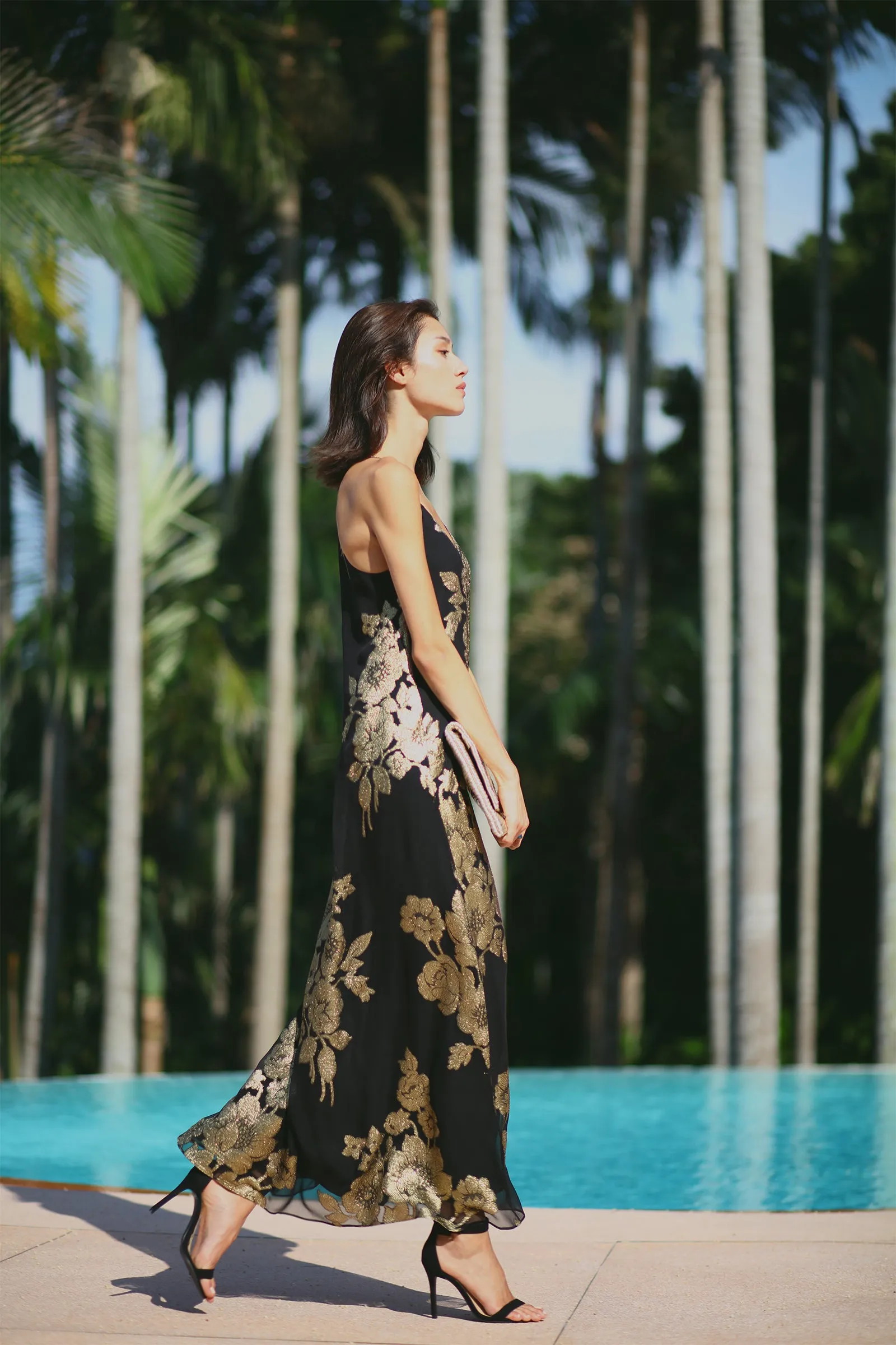 Metallic Rose Racer Back Dress