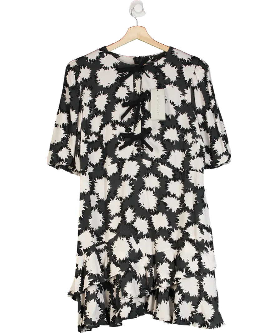 Mint Velvet Black Abstract Print Mini Dress UK 16